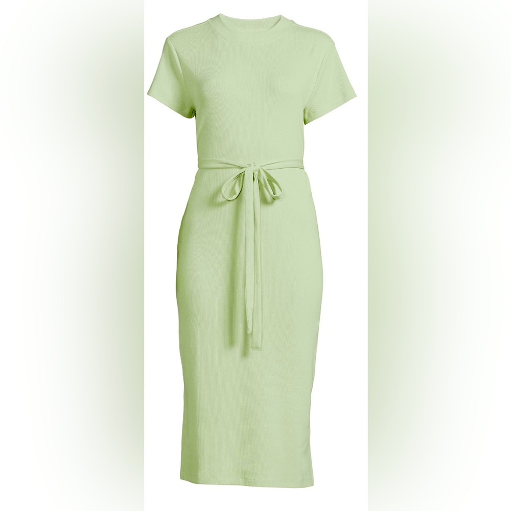 Belted Ribbed Knit Midi Dress w/Pockets & Side Slits ~ Time and Tru ~ Size XL